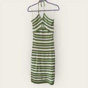 Sincerly Jules | Dresses | Sincerely Jules Green And White Bodycon Halter  Dress | Poshmark
